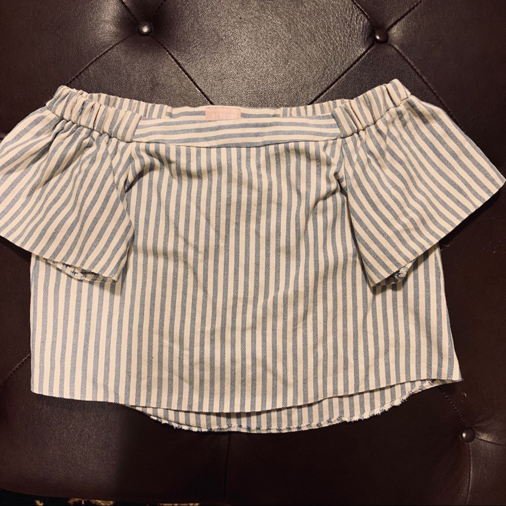 High Quality Off Shoulder Top BLue and white